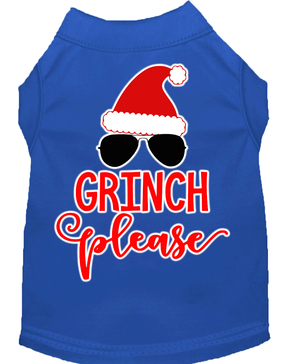 Grinch Please Screen Print Dog Shirt Blue XL